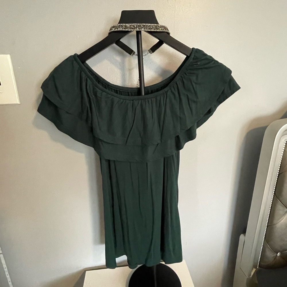 Dark Green Off-Shoulder Dress